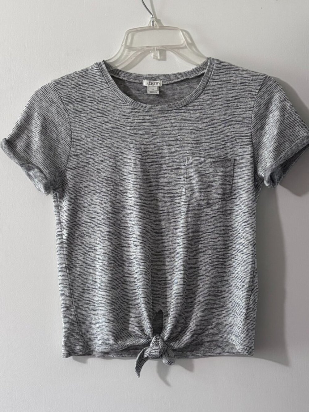 J.Crew Space Dye Front Tie Short Sleeve Pocket Tee Gray XS
